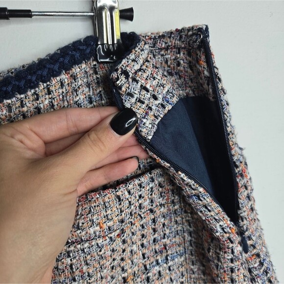 Ann Taylor LOFT Tweed Pocket Shift Skirt Navy Lined Office Career Wear Size 12 - Picture 7 of 11